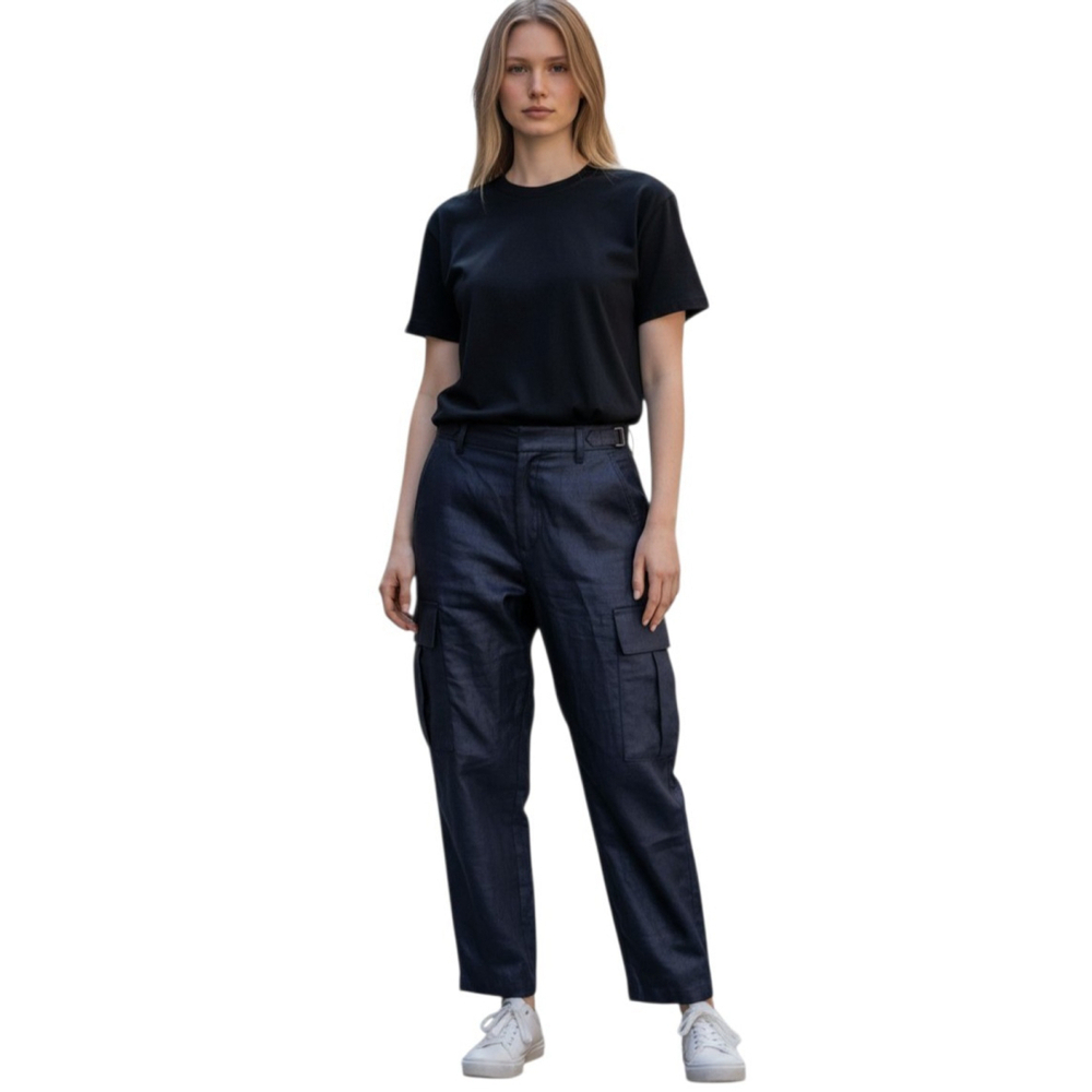 Banana Republic Relaxed Fit Cargo Pants Adjustable Waist Strap Size 12 Women's